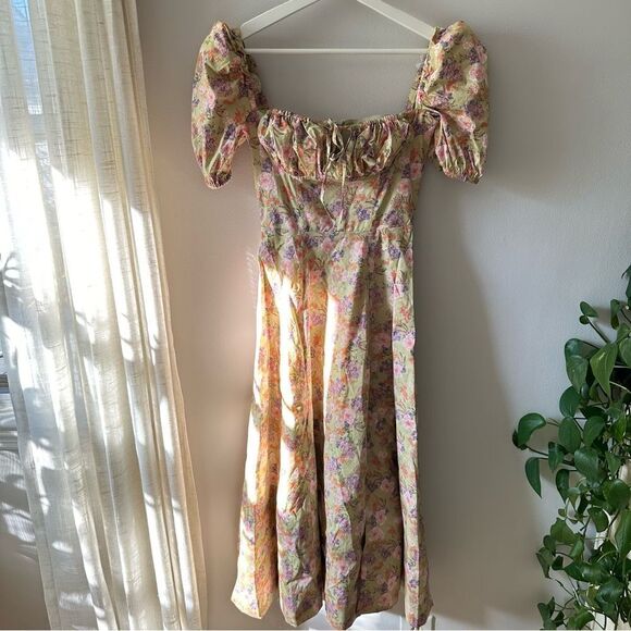 House Of CB 'Tallulah' Peony Print Puff Sleeve Midi Sundress - Picture 3 of 9